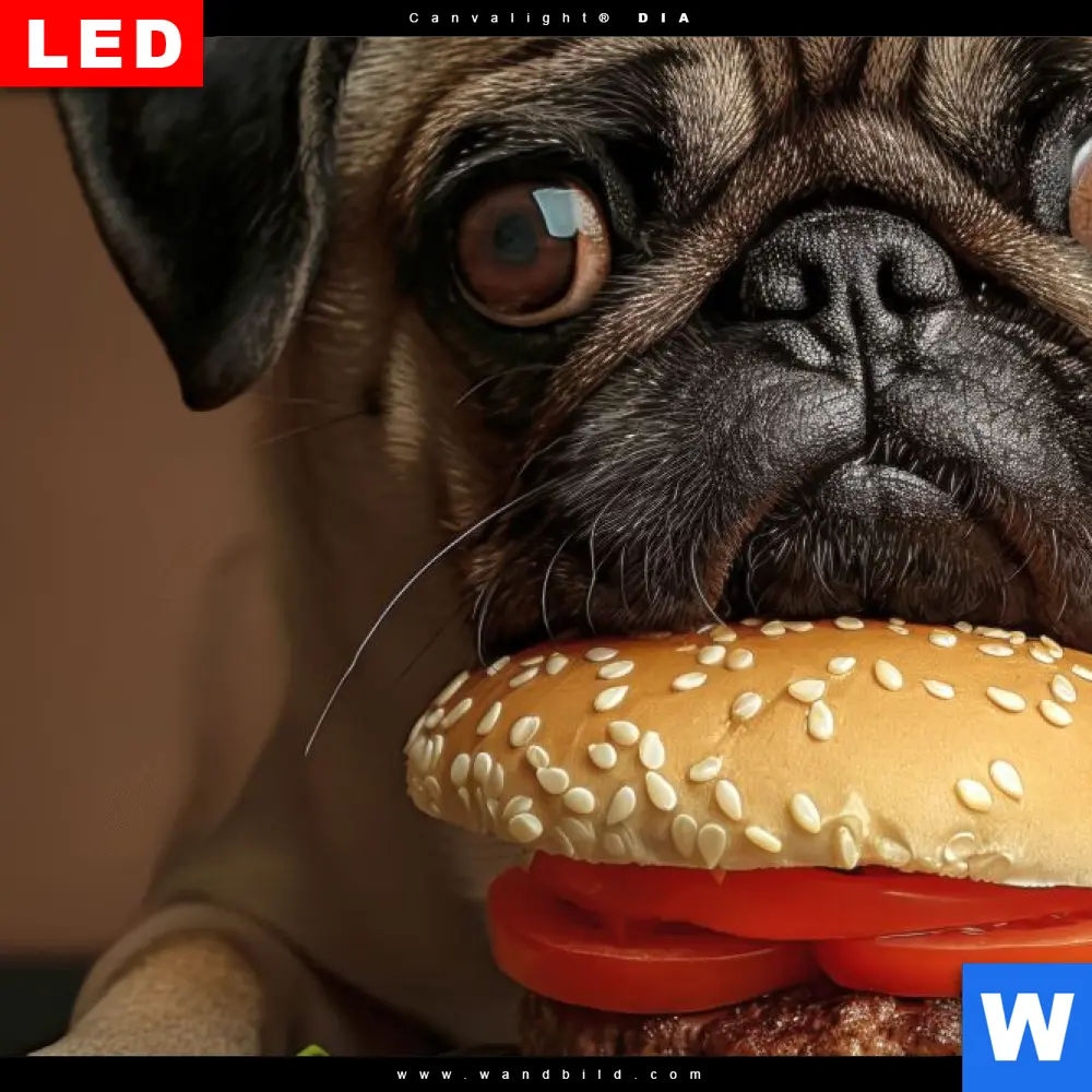 Poster | Mops mit Cheeseburger | Querformat - Image 4