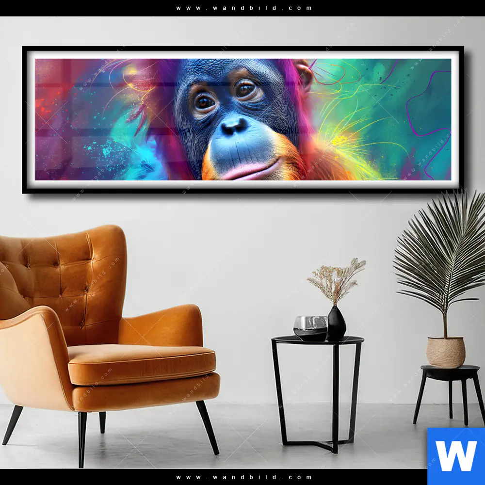 Poster | Orang-Utan in Regenbogenfarben | Panorama