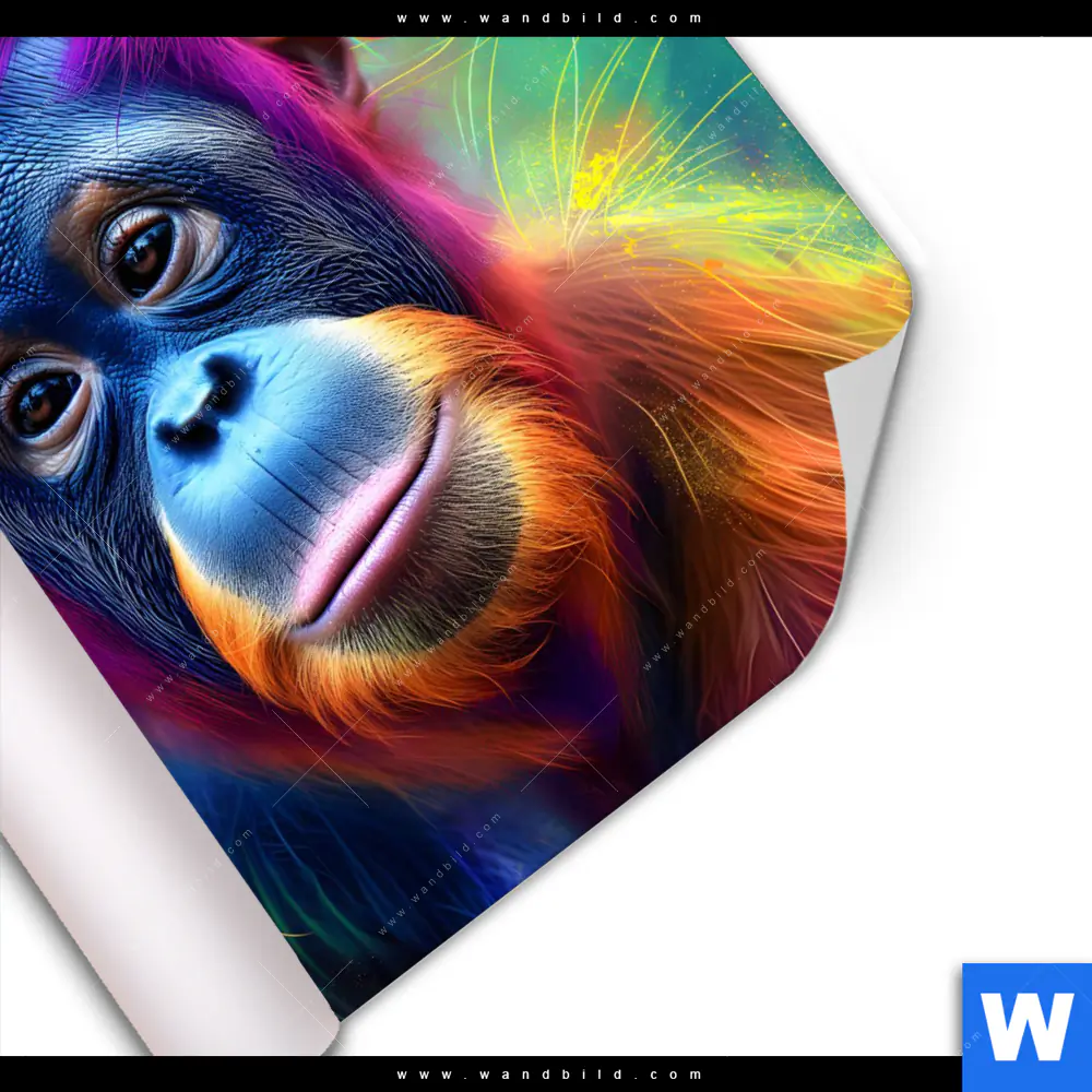 Poster | Orang-Utan in Regenbogenfarben | Quadrat - Image 3