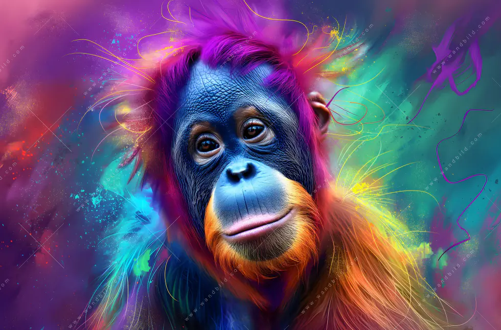 Poster | Orang-Utan in Regenbogenfarben | Querformat - Image 5