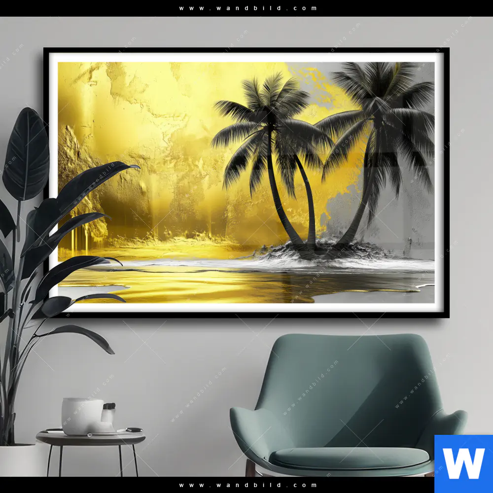 Poster | Palmenparadies im Goldglanz | Querformat