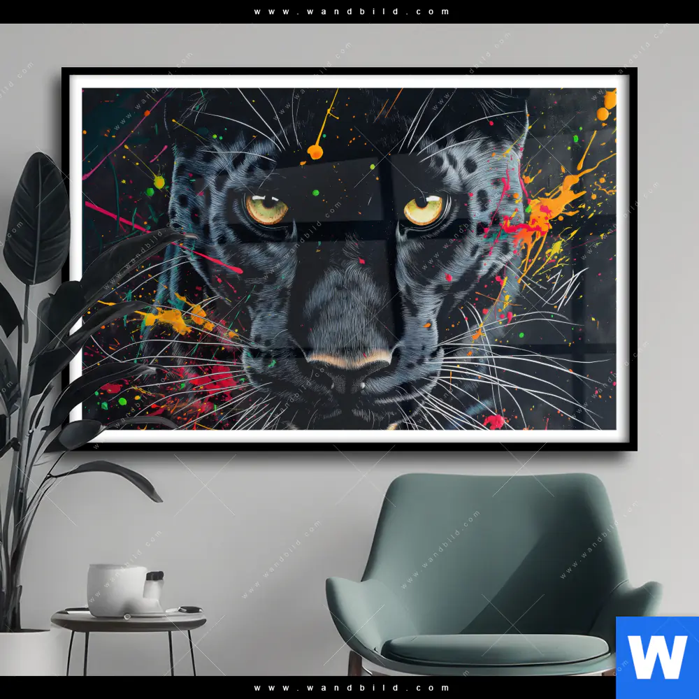 Poster | Panther Farbexplosion | Querformat