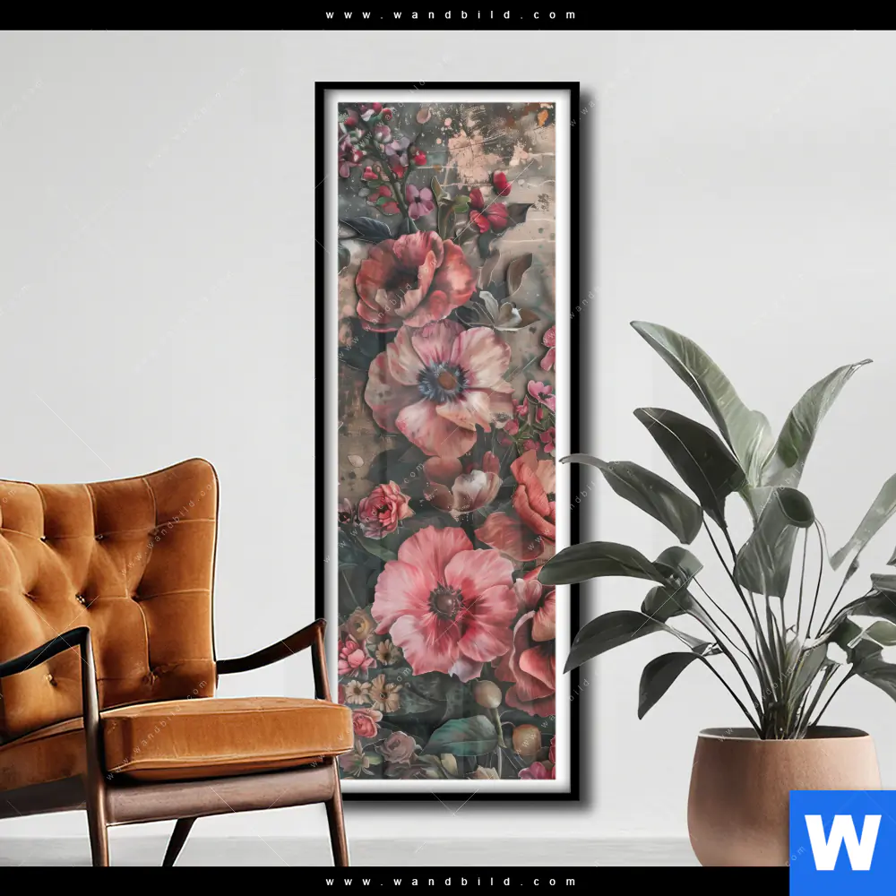 Poster | Romantische Vintageblumen | Schmal