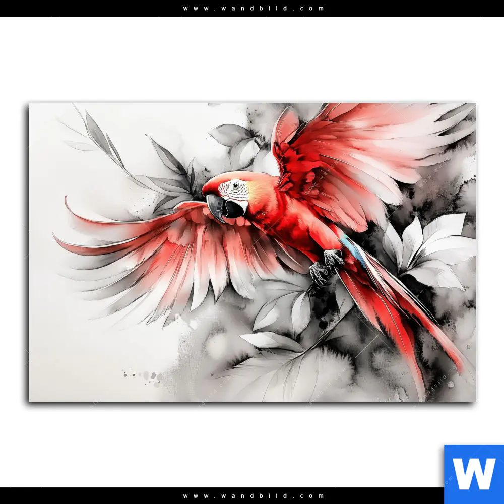 Poster | Roter Papagei im Flug | Querformat - Image 2