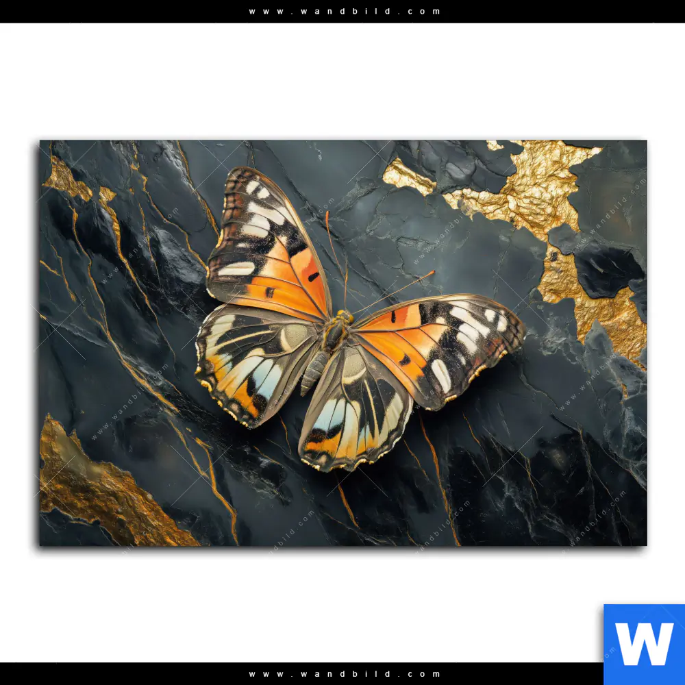 Poster | Schmetterling auf Marmor | Querformat - Image 2