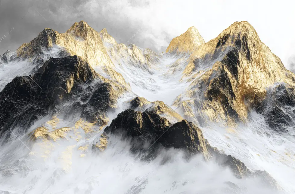 Poster | Stille der goldenen Berge | Quadrat - Image 5