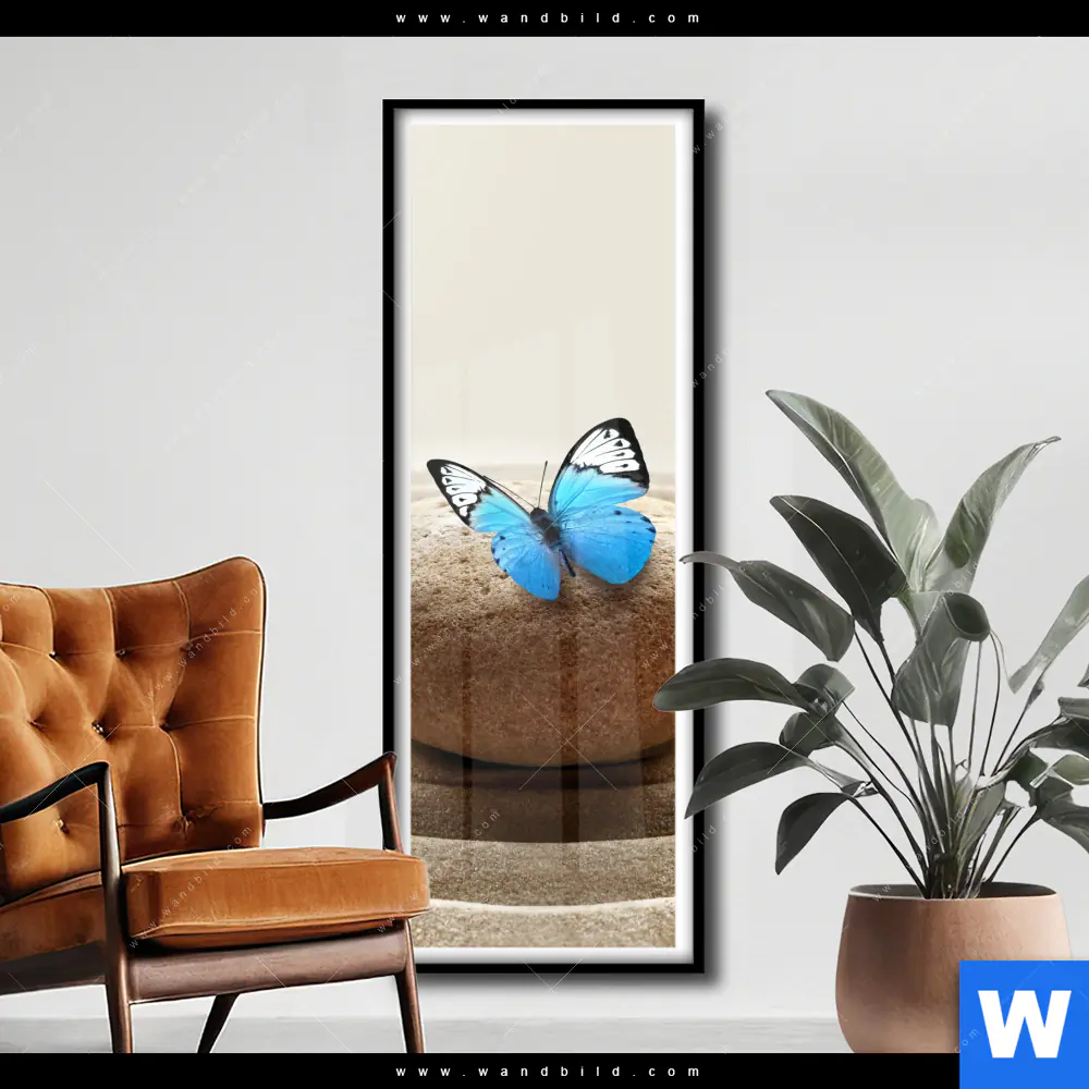 Poster | Zen Stein mit Schmetterling | Schmal