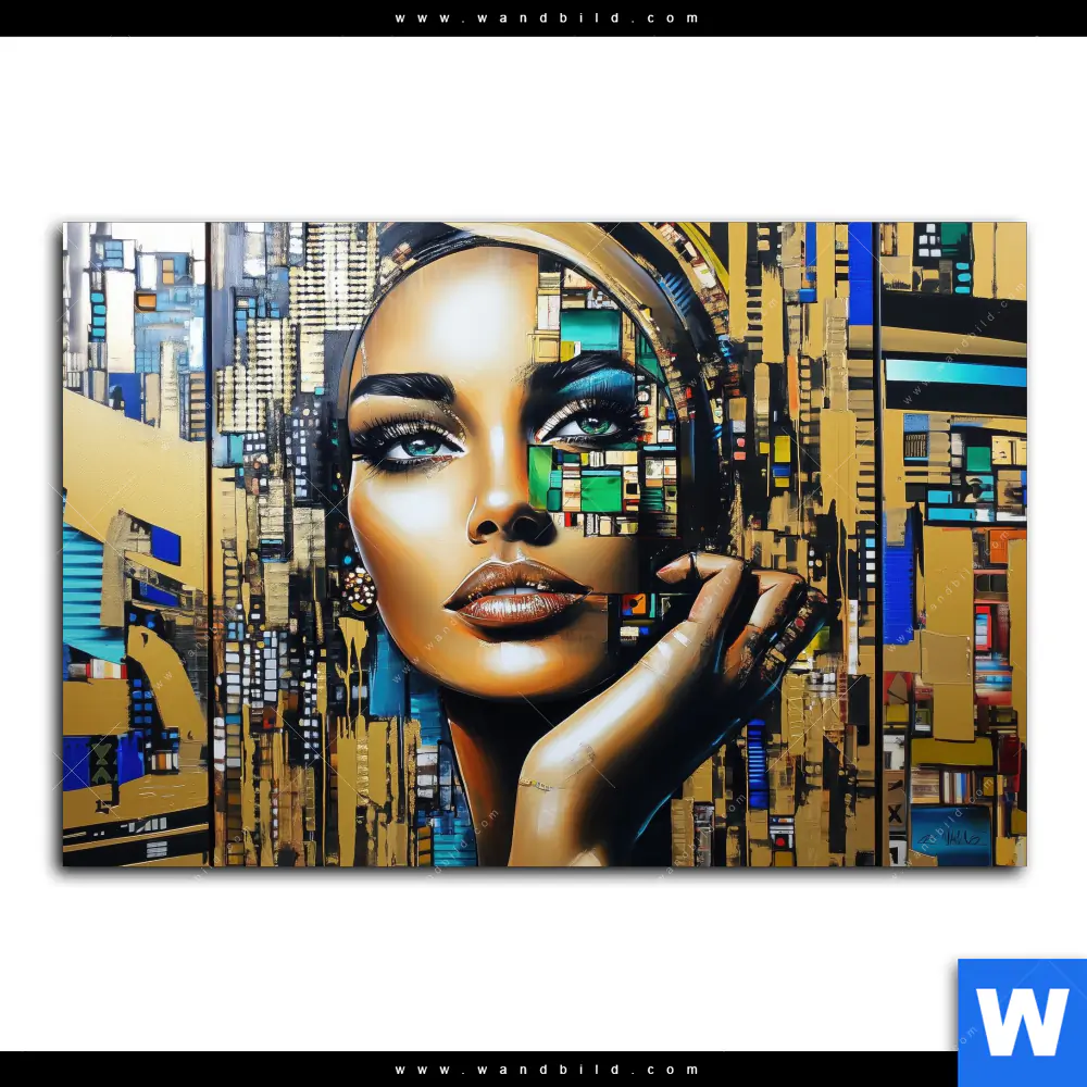 Poster | Zoe - Mosaikgesicht im Großstadtlicht | Querformat - Image 2