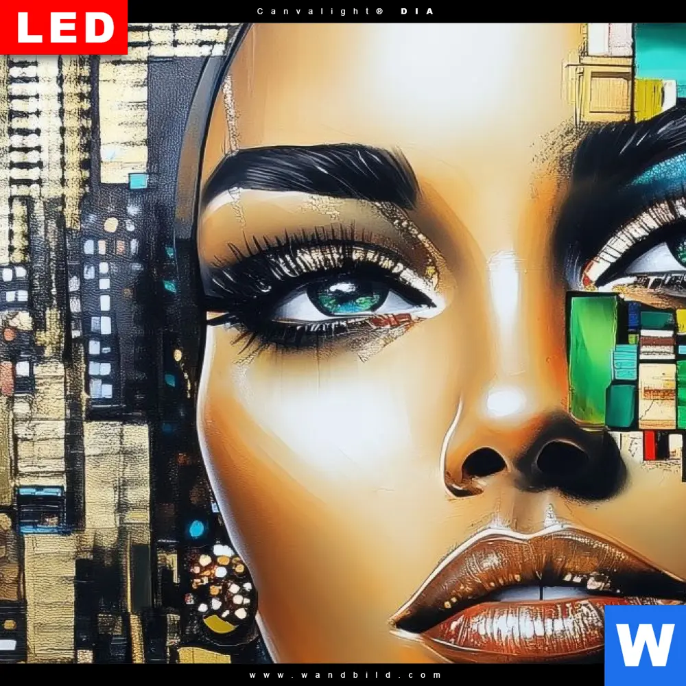 Poster | Zoe - Mosaikgesicht im Großstadtlicht | Querformat - Image 4