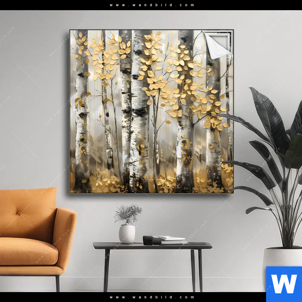 Spannbild | Abstrakter Birkenwald | Quadrat
