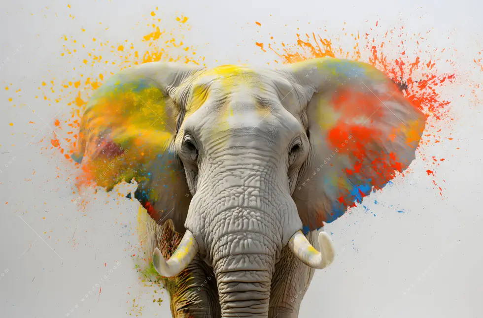 Spannbild | Farbenexplosion mit Elefant | Quadrat - Image 5
