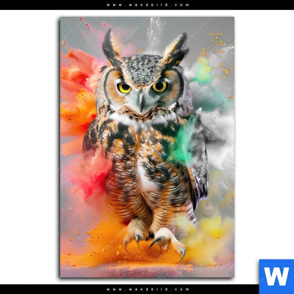 Spannbild | Farbenexplosion mit Eule | Hochformat - Image 2