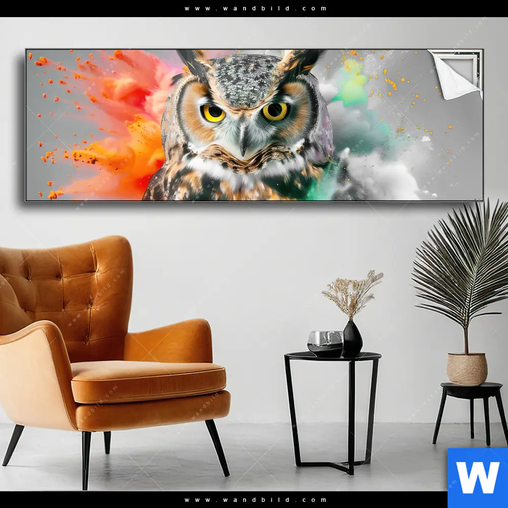 Spannbild | Farbenexplosion mit Eule | Panorama