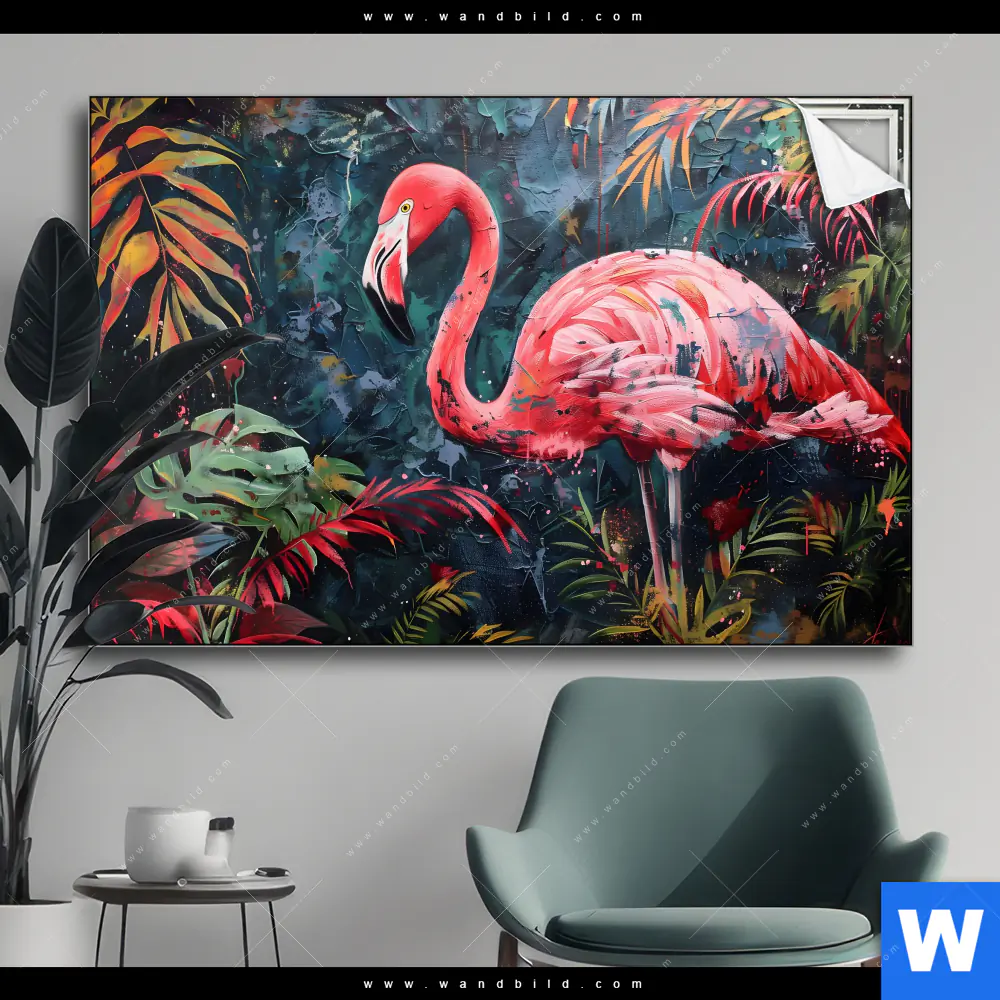 Spannbild | Flamingo - Dschungel Eleganz | Querformat