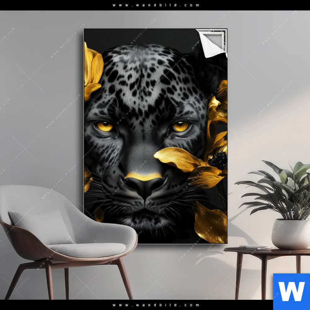 Spannbild | Goldblumen & Panther | Hochformat