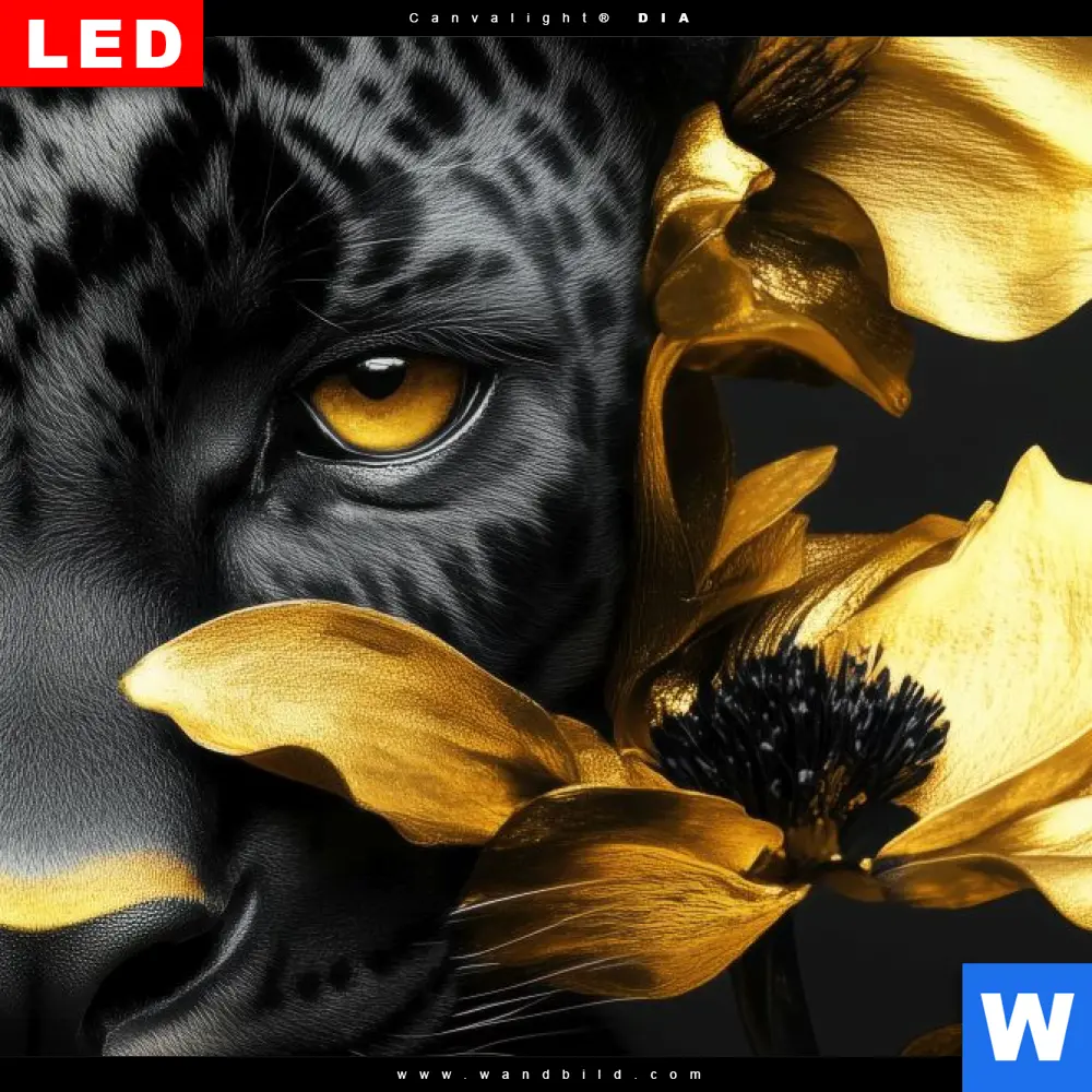 Spannbild | Goldblumen & Panther | Hochformat - Image 4