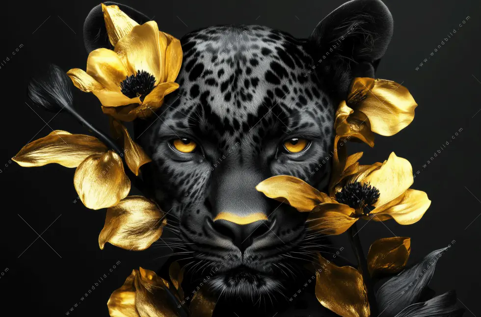 Spannbild | Goldblumen & Panther | Hochformat - Image 5