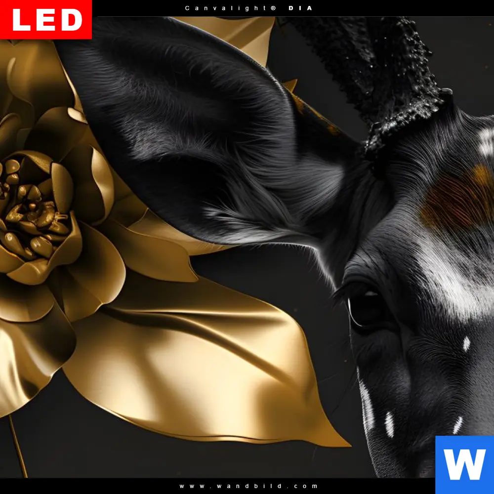 Spannbild | Junger Hirsch und Goldblumen | Hochformat - Image 4