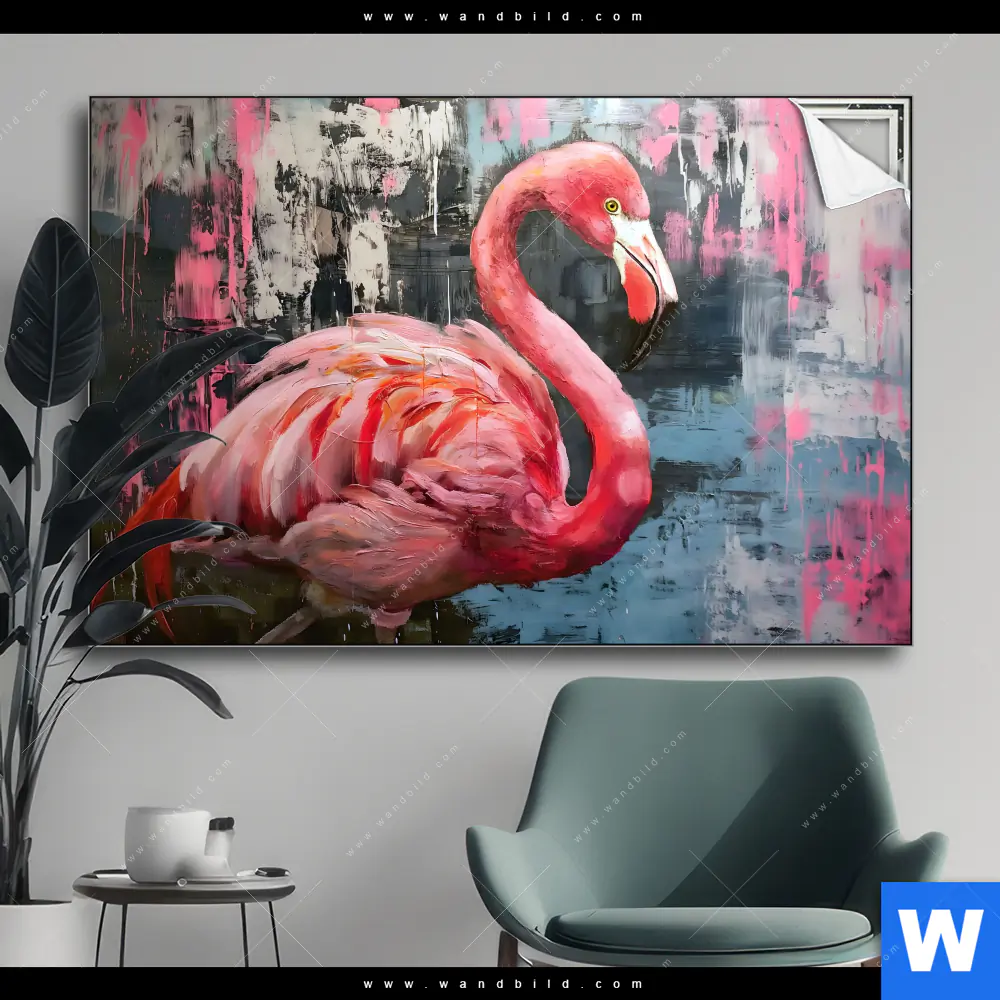 Spannbild | Kunstvoller Flamingo | Querformat
