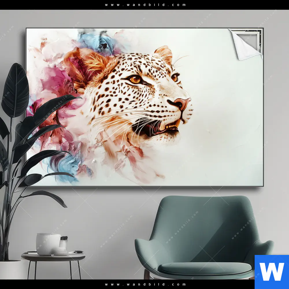 Spannbild | Leopard in Farbexplosion | Querformat