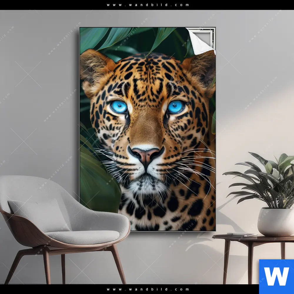 Spannbild | Leopard mit blauen Augen | Hochformat