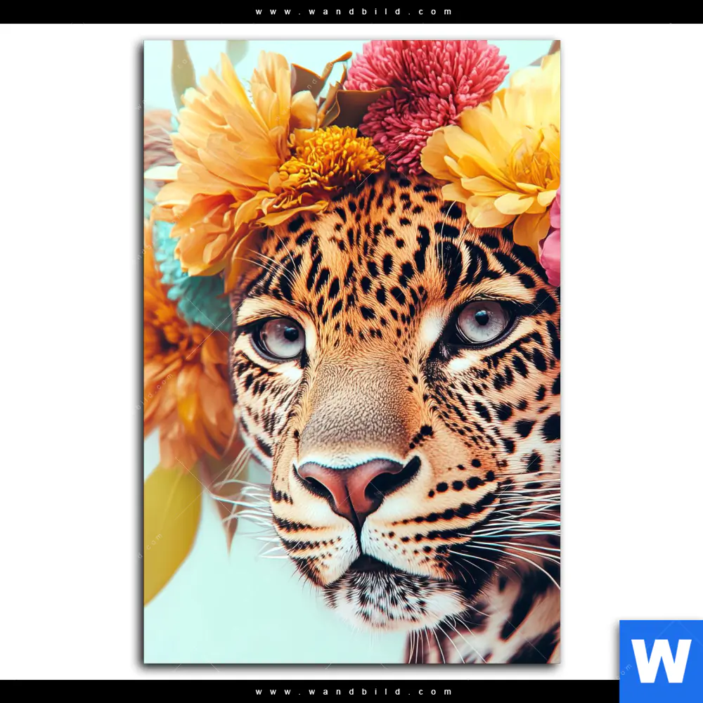 Spannbild | Leopard mit Blütenkranz | Hochformat - Image 2