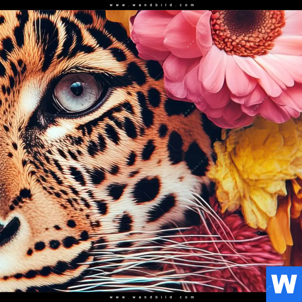 Spannbild | Leopard mit Blütenkranz | Hochformat - Image 4
