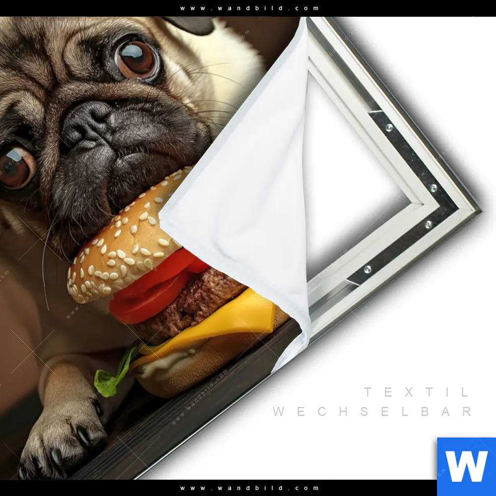 Spannbild | Mops mit Cheeseburger | Quadrat - Image 3