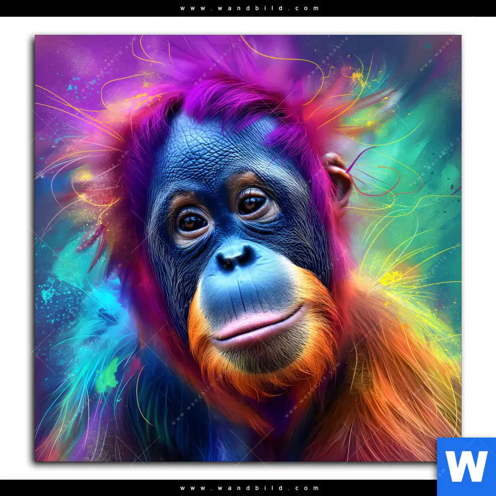 Spannbild | Orang-Utan in Regenbogenfarben | Quadrat - Image 2