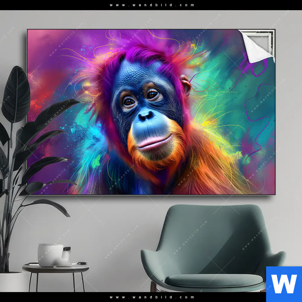 Spannbild | Orang-Utan in Regenbogenfarben | Querformat