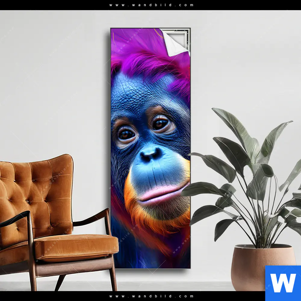Spannbild | Orang-Utan in Regenbogenfarben | Schmal
