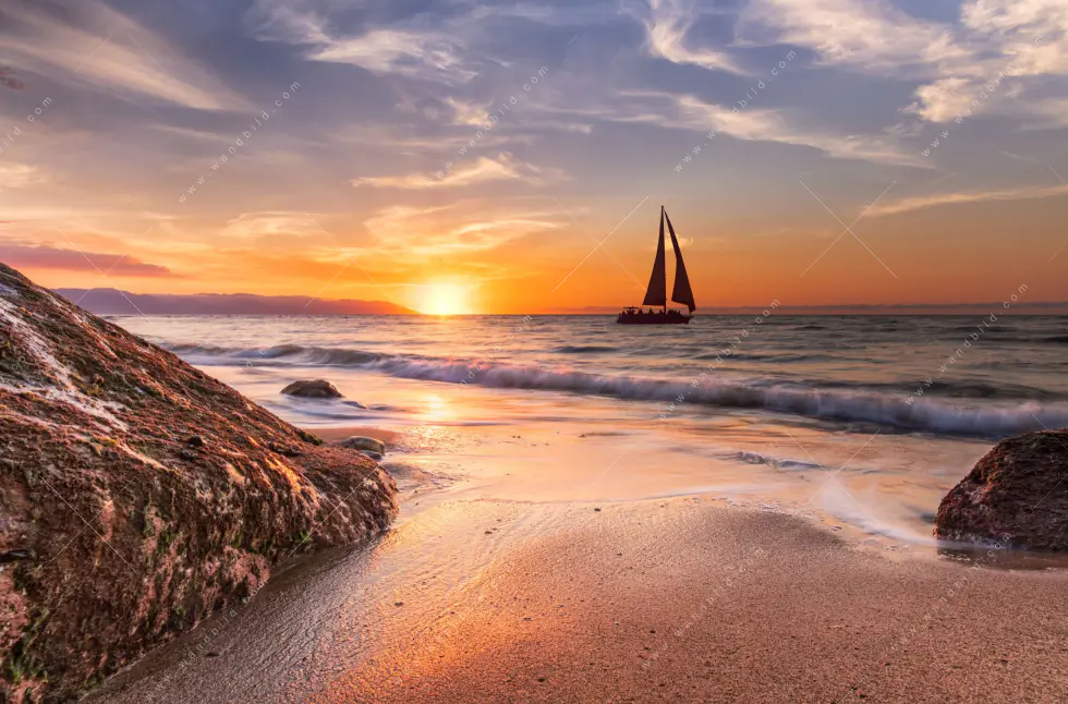 Spannbild | Segelboot im Sonnenuntergang | Hochformat - Image 5