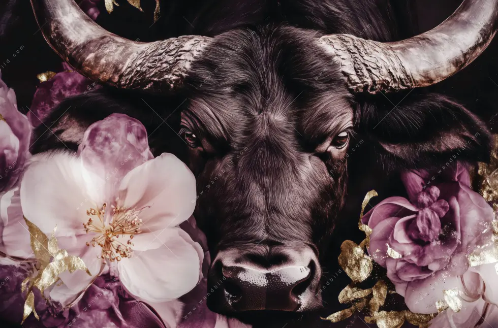 Spannbild | Stier mit Blumen | Querformat - Image 5