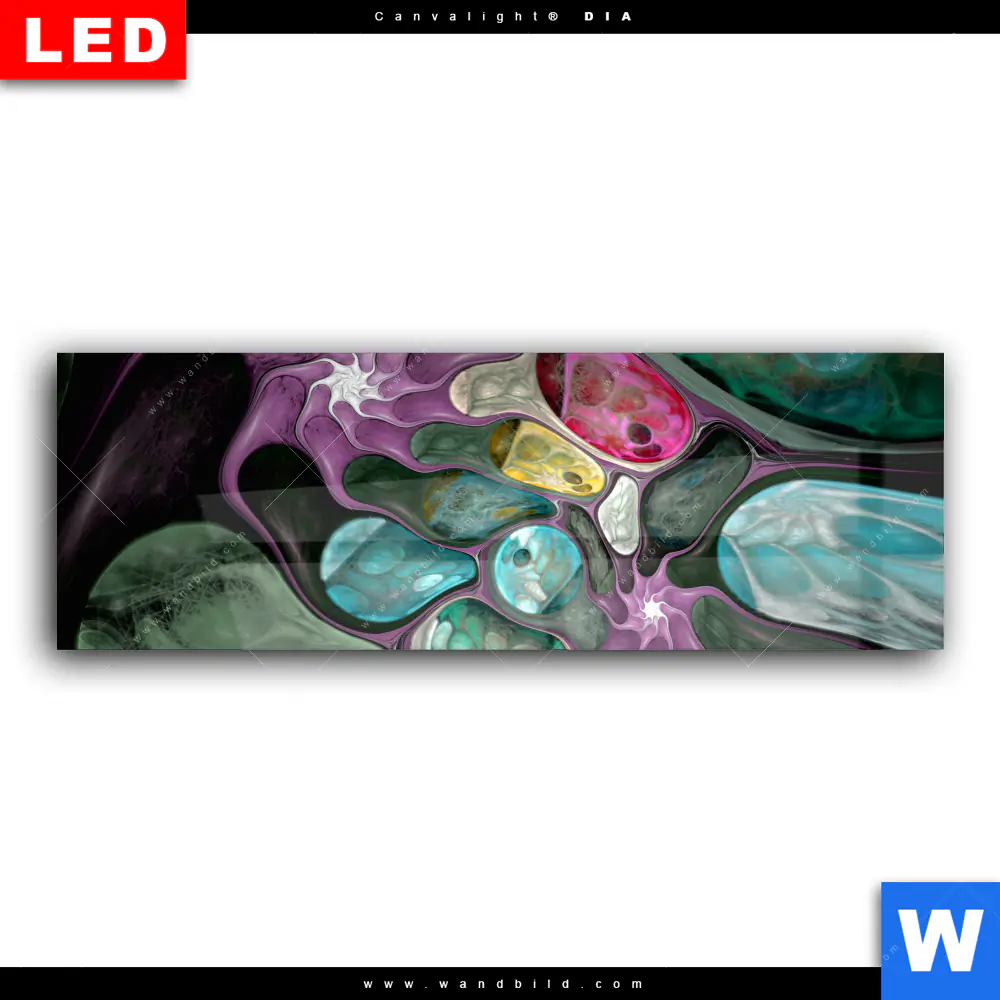 Wechselmotiv Acrylglas Canvalight® DIA | Abstrakte Bunte Blasen | Panorama - Image 2