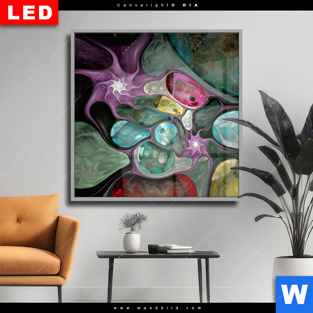 Wechselmotiv Acrylglas Canvalight® DIA | Abstrakte Bunte Blasen | Quadrat