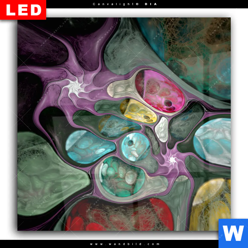 Wechselmotiv Acrylglas Canvalight® DIA | Abstrakte Bunte Blasen | Quadrat - Image 2