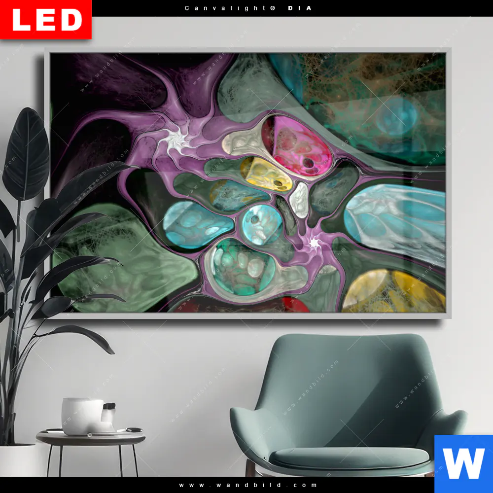Wechselmotiv Acrylglas Canvalight® DIA | Abstrakte Bunte Blasen | Querformat