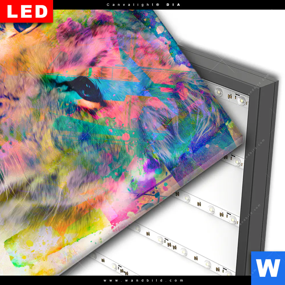 Wechselmotiv Acrylglas Canvalight® DIA | Abstrakte Löwin | Quadrat - Image 3