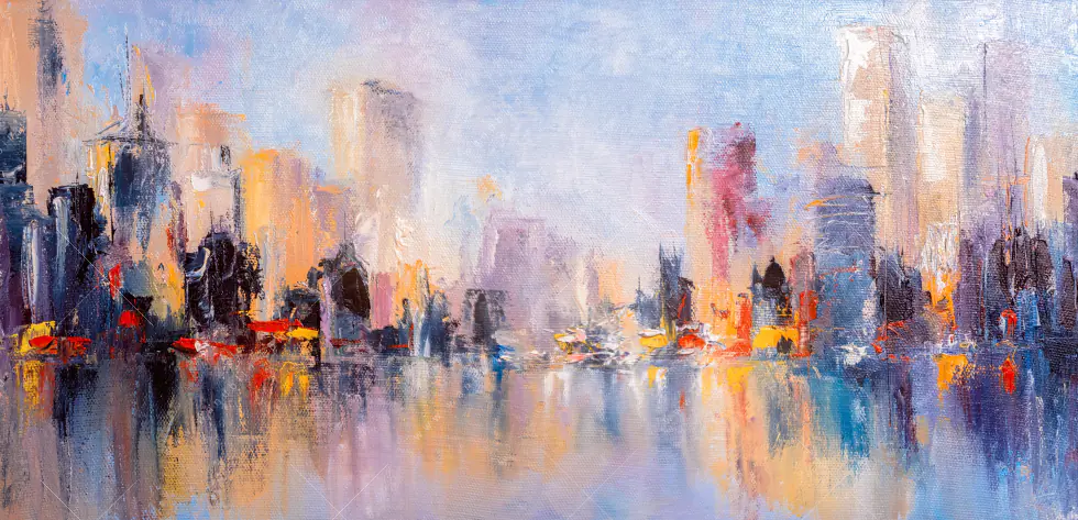 Wechselmotiv Acrylglas Canvalight® DIA | Abstrakte Skyline No.2 | Schmal - Image 5