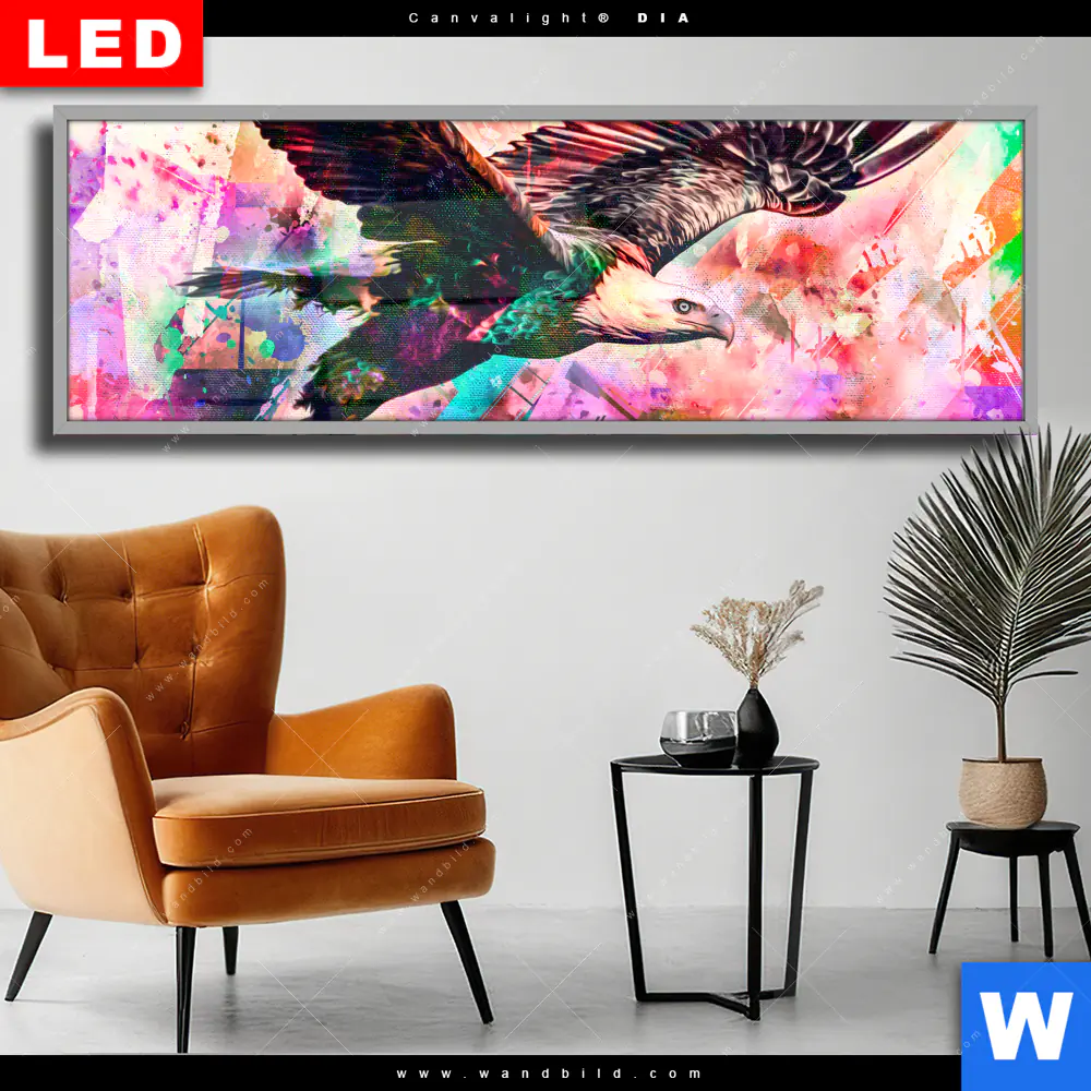 Wechselmotiv Acrylglas Canvalight® DIA | Abstrakter Adler | Panorama