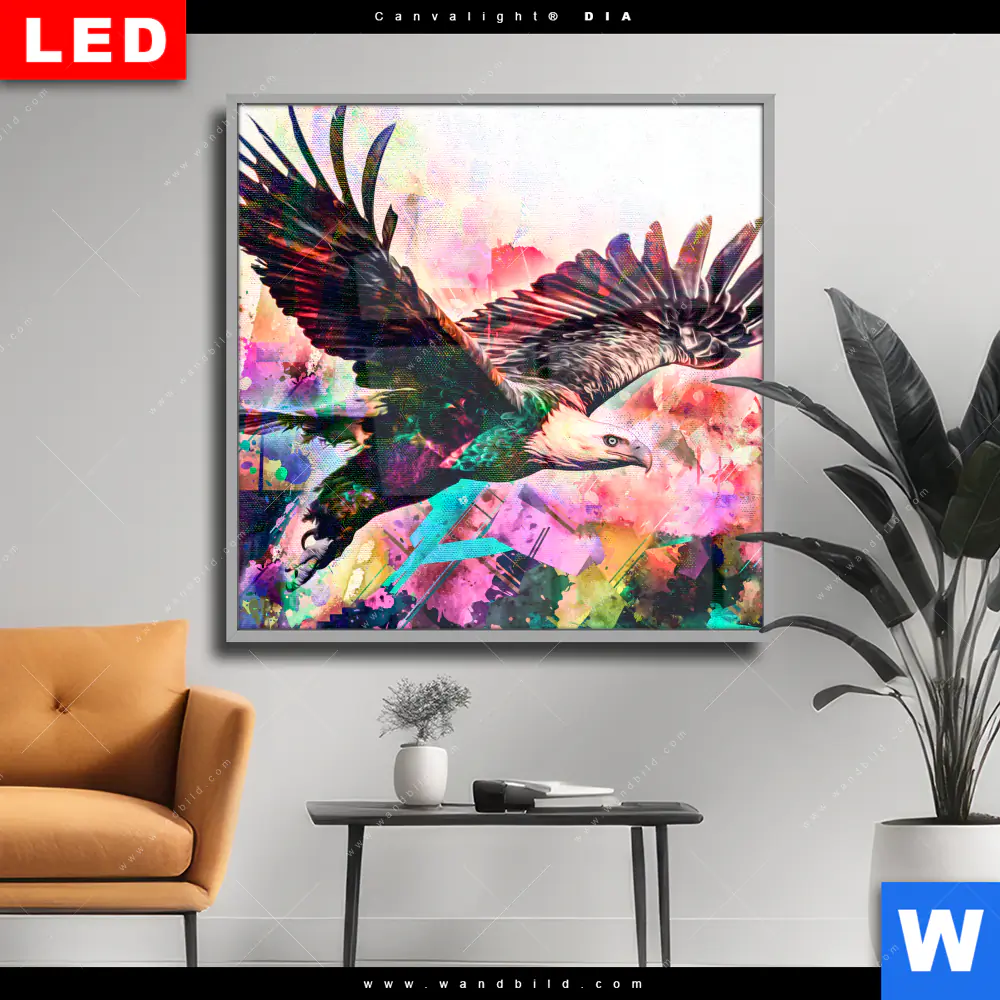 Wechselmotiv Acrylglas Canvalight® DIA | Abstrakter Adler | Quadrat