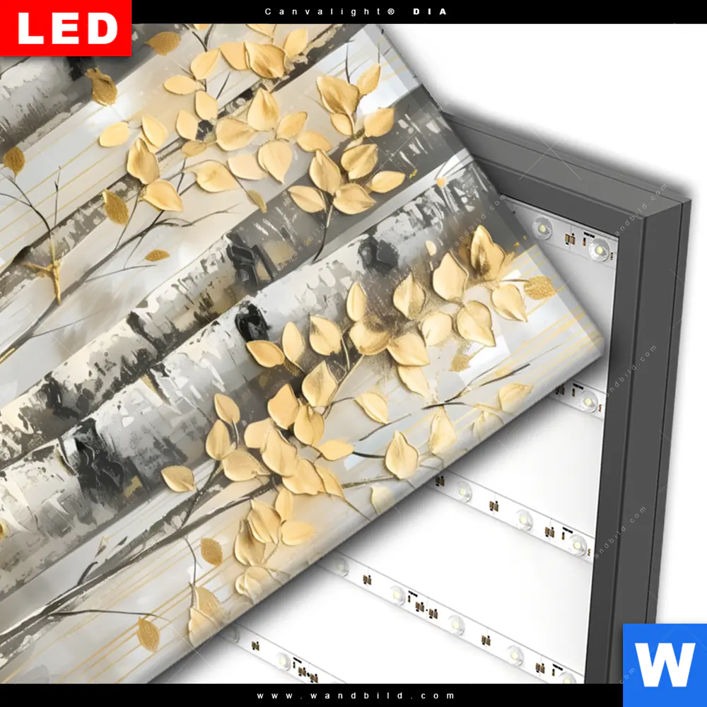 Wechselmotiv Acrylglas Canvalight® DIA | Abstrakter Birkenwald | Hochformat - Image 3