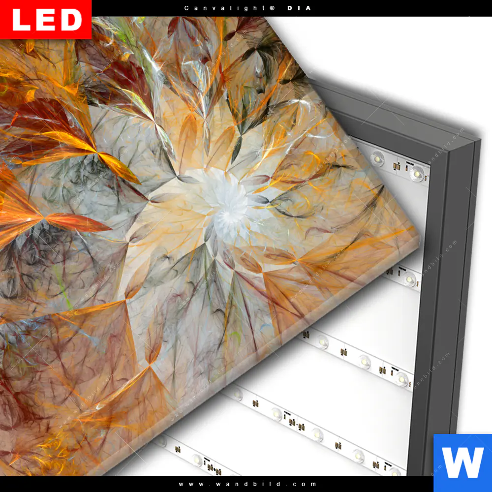 Wechselmotiv Acrylglas Canvalight® DIA | Abstrakter Blütenzauber in orange | Quadrat - Image 3