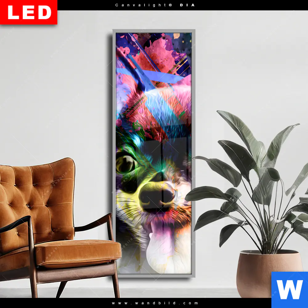 Wechselmotiv Acrylglas Canvalight® DIA | Abstrakter Chihuahua | Schmal