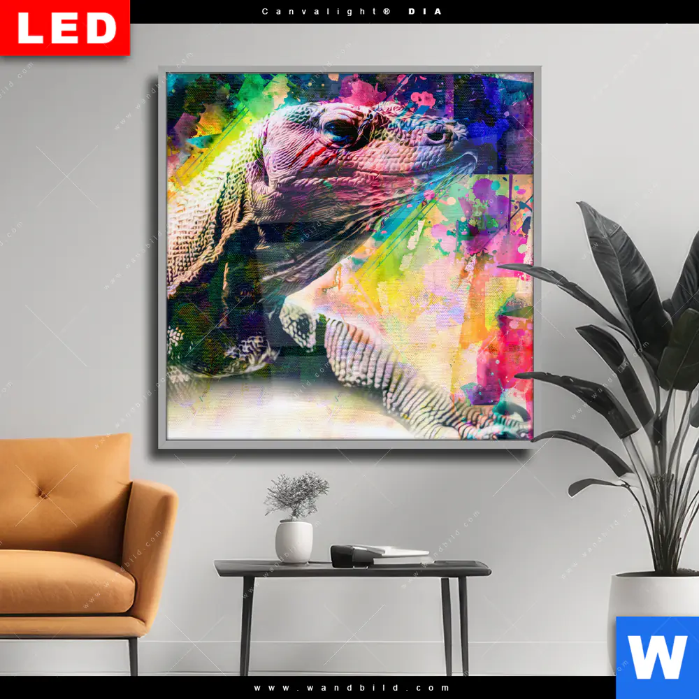 Wechselmotiv Acrylglas Canvalight® DIA | Abstrakter Leguan | Quadrat