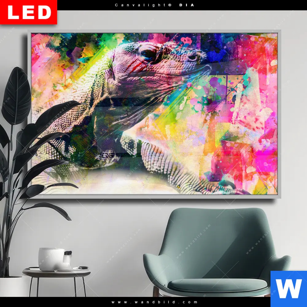 Wechselmotiv Acrylglas Canvalight® DIA | Abstrakter Leguan | Querformat
