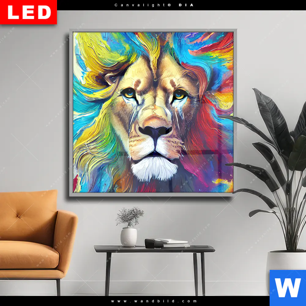 Wechselmotiv Acrylglas Canvalight® DIA | Abstrakter Löwenkopf | Quadrat