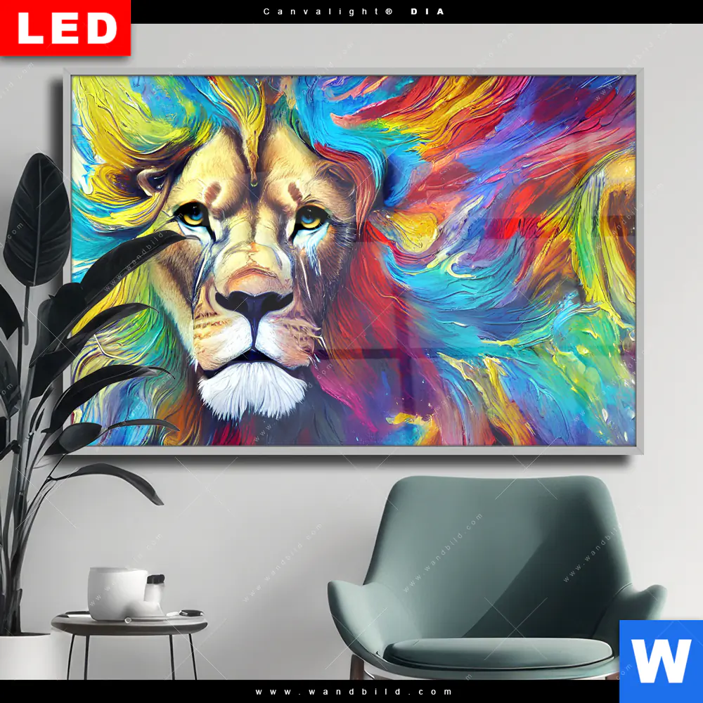 Wechselmotiv Acrylglas Canvalight® DIA | Abstrakter Löwenkopf | Querformat