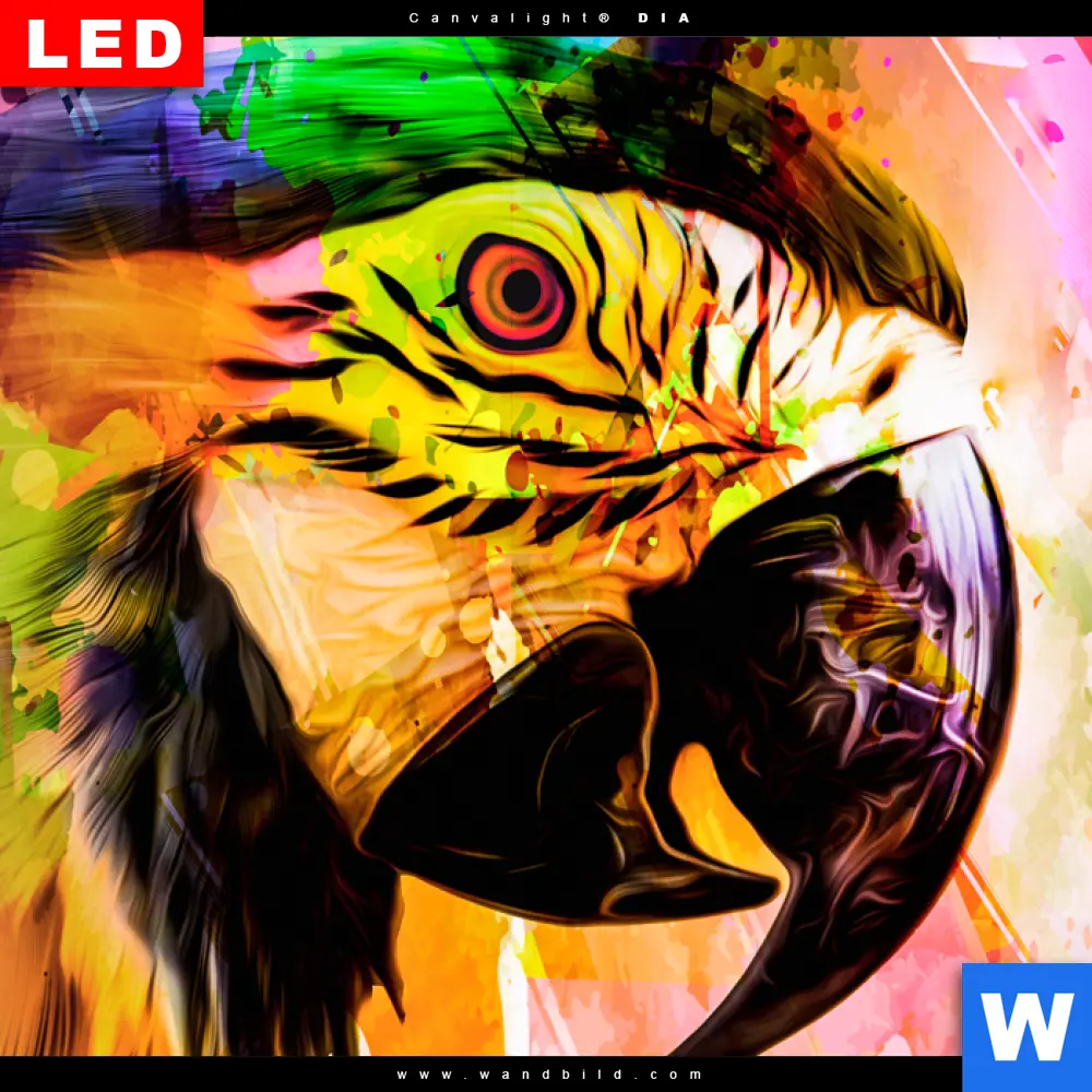 Wechselmotiv Acrylglas Canvalight® DIA | Abstrakter Papagei | Hochformat - Image 4