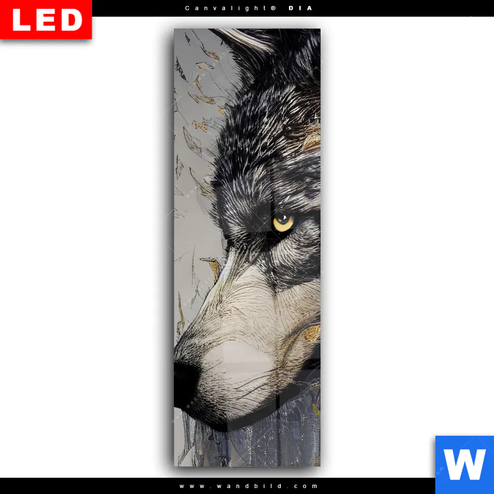Wechselmotiv Acrylglas Canvalight® DIA | Abstrakter Wolf in Gold und Grau | Schmal - Image 2